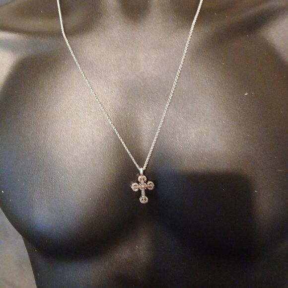 Gothic Filigree Cross Pendant Necklace Steel Punk Biker Plus Pouch New Goth - Picture 4 of 5